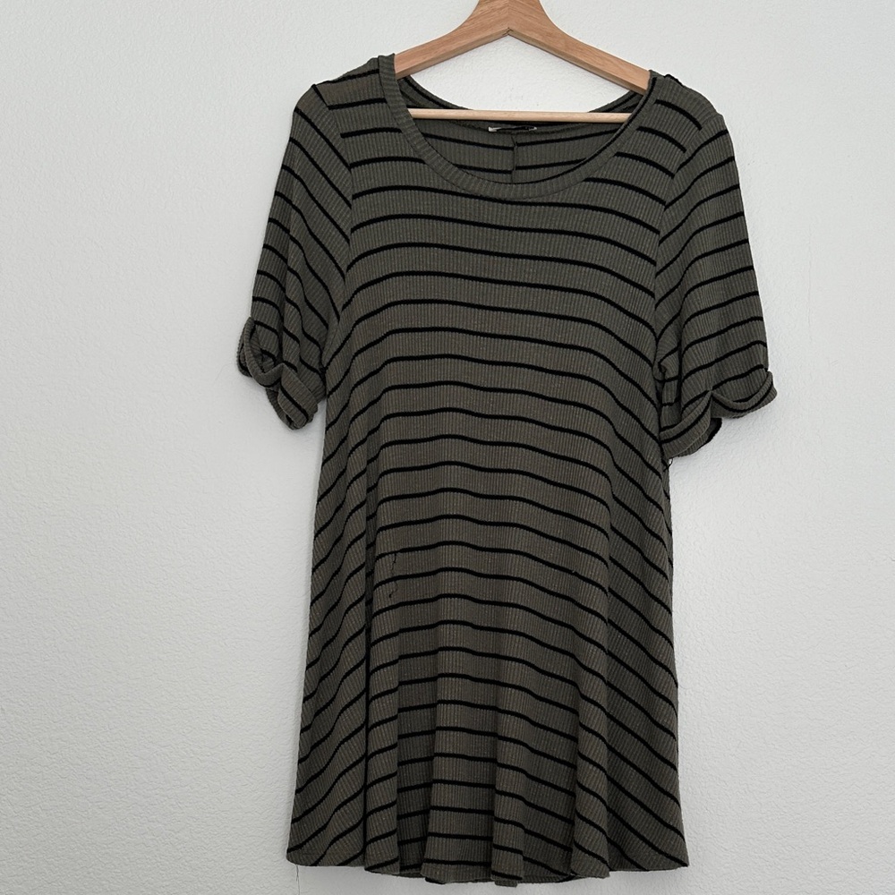 Dainty Hooligan Olive and Black Striped Top